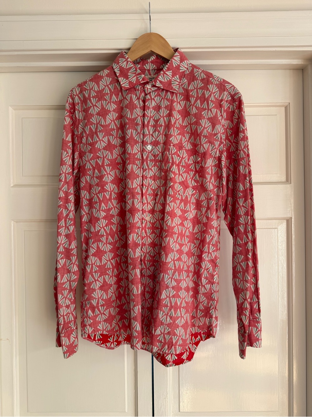 Hartford Men's Red Geometric Button-Down Shirt